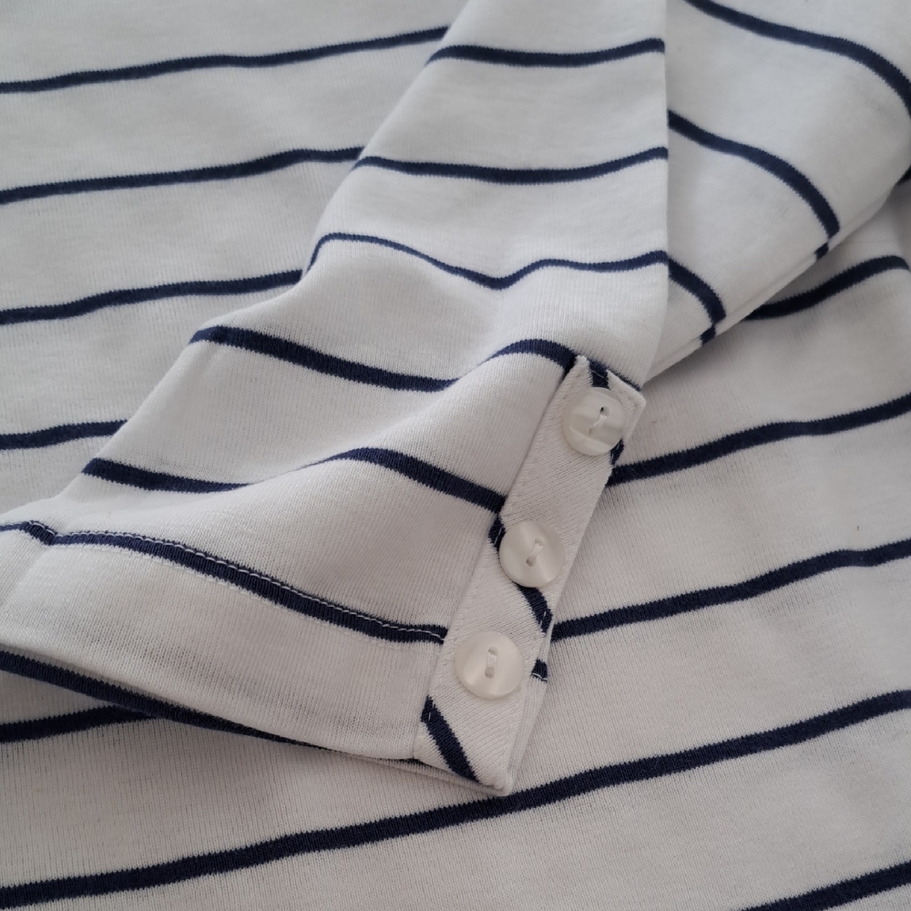 NWT Appleseed's White 3/4 Sleeve Striped Long Sleeve Top Petite XS - Picture 4 of 5